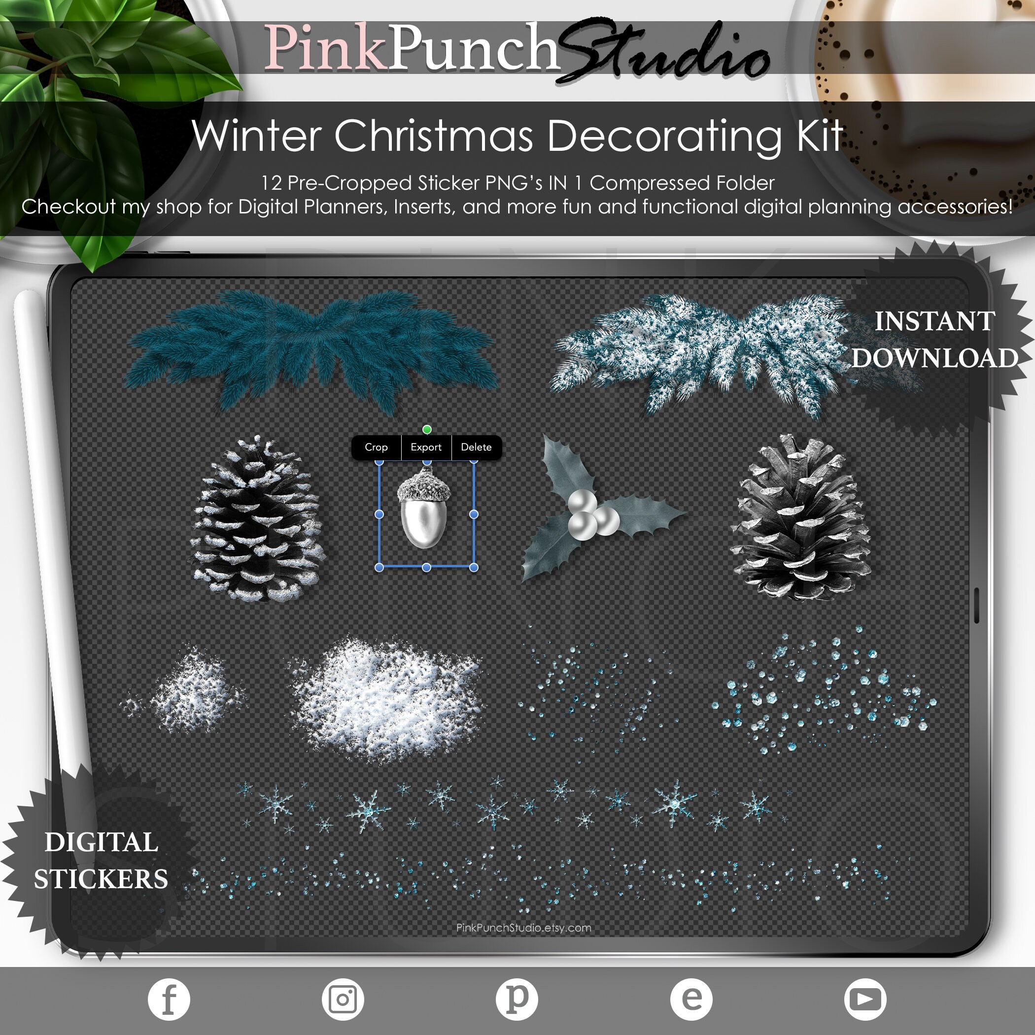 Cool Winter Decor Kit PNG Sticker Set Digital Planner Planning ...
