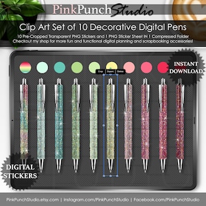 Strawberry Wasted Decorative Digital Pen Clipart Stickers: PNG Files (Digital Download)