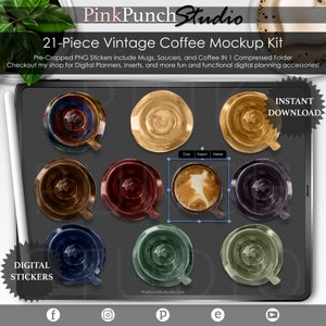 Steampunk Revolution Vintage Coffee Mug PNG Stickers: Digital Clipart (Digital Download)