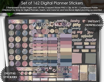 Falling for You Blommiga Digitala Planner Stickers: Vecko- och Månadskit (PNG, JPEG)