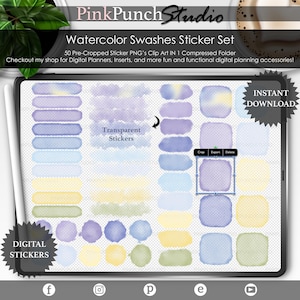 Motifs décoratifs à l'aquarelle « Forget Me Not » | Stickers agenda numérique | PNG pré-recadrés pour GoodNotes et scrapbooking | Téléchargement instantané
