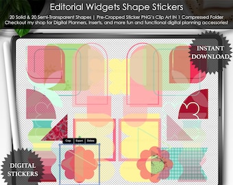 Strawberry Wasted Editorial Digital Planner Stickers: Transparent PNG, Goodnotes-fil (digital nedladdning)