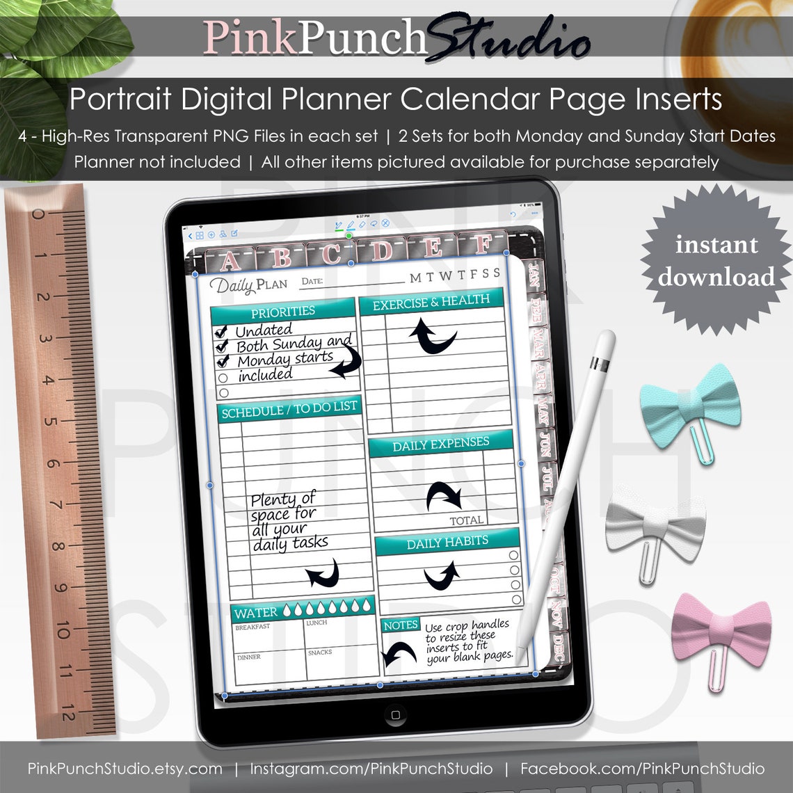 Portrait Calendar Page Inserts Transparent PNG Files Build - Etsy