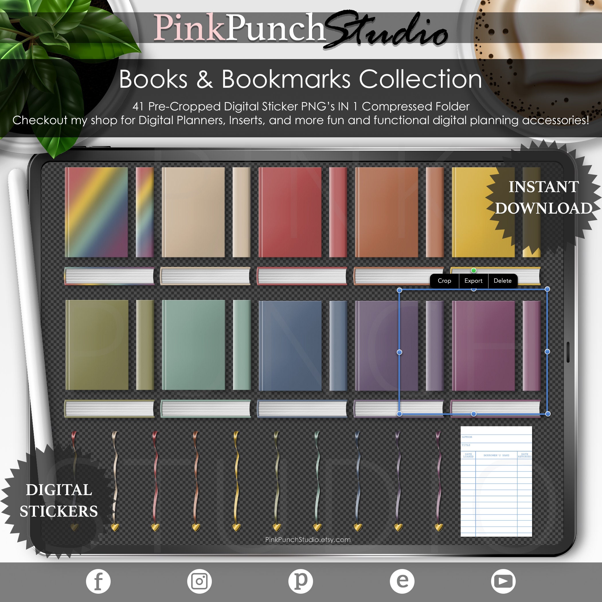 Muted Books and Bookmarks Collection PNG Mockup Stickers Build Etsy