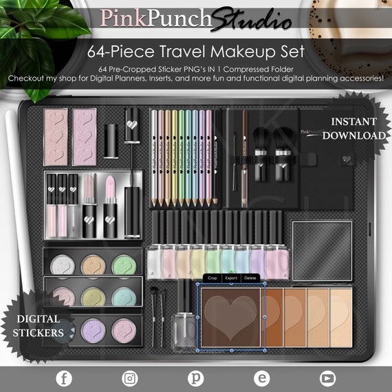 Pastel Travel Makeup Kit Top View Digital Planner - Etsy