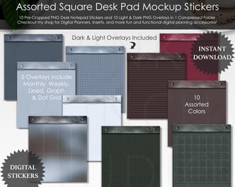 Adesivos digitais Chill AF Square Desk Pad: Goodnotes Planner PNG (pré-cortado)