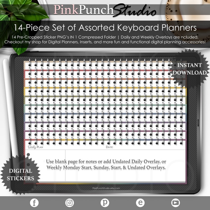 Muted Keyboard Planners Precropped PNG Files Scrapbooking Etsy