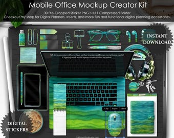 Summer Dreams Mobile Office Sticker Kit | PNG Digital Stickers for Planners, Scrapbooking, Journals, GoodNotes & Digital Art Projects