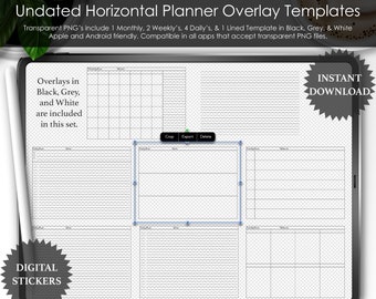 Undated Planner Page Inserts: Monthly, Weekly, Daily (Digital PNG)