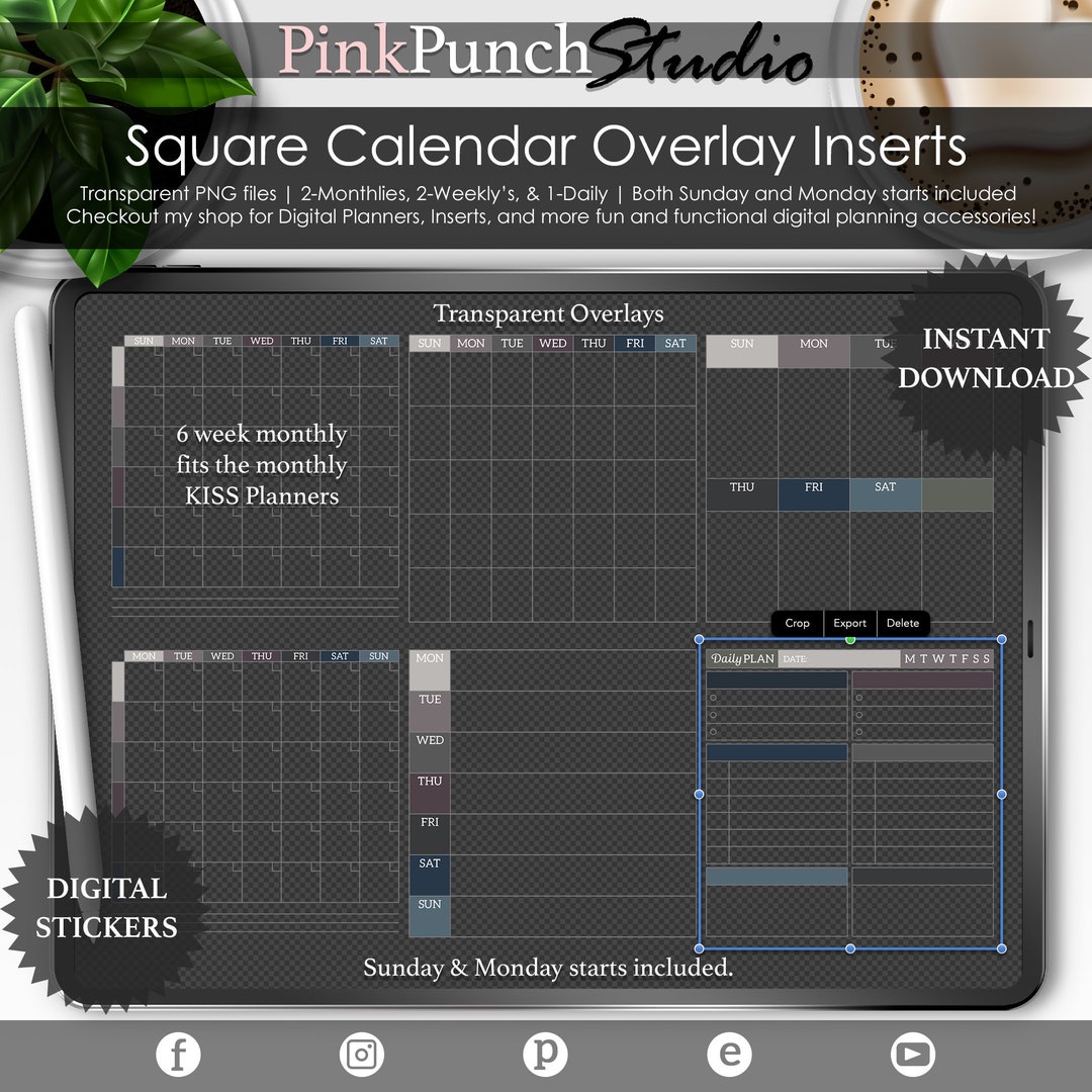 Dark Winter Square Overlay Inserts PNG Files Build Your Own Digital ...