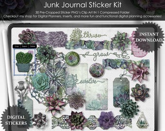 Saftig skräpjournal-kit: Vintage Ephemera, virkade dukar (digital nedladdning)