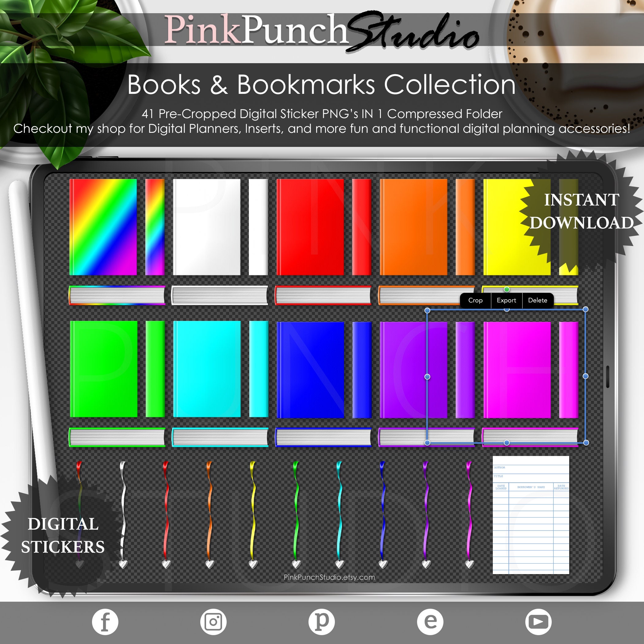 Download Neon Books and Bookmarks Collection PNG Mockup Stickers ...