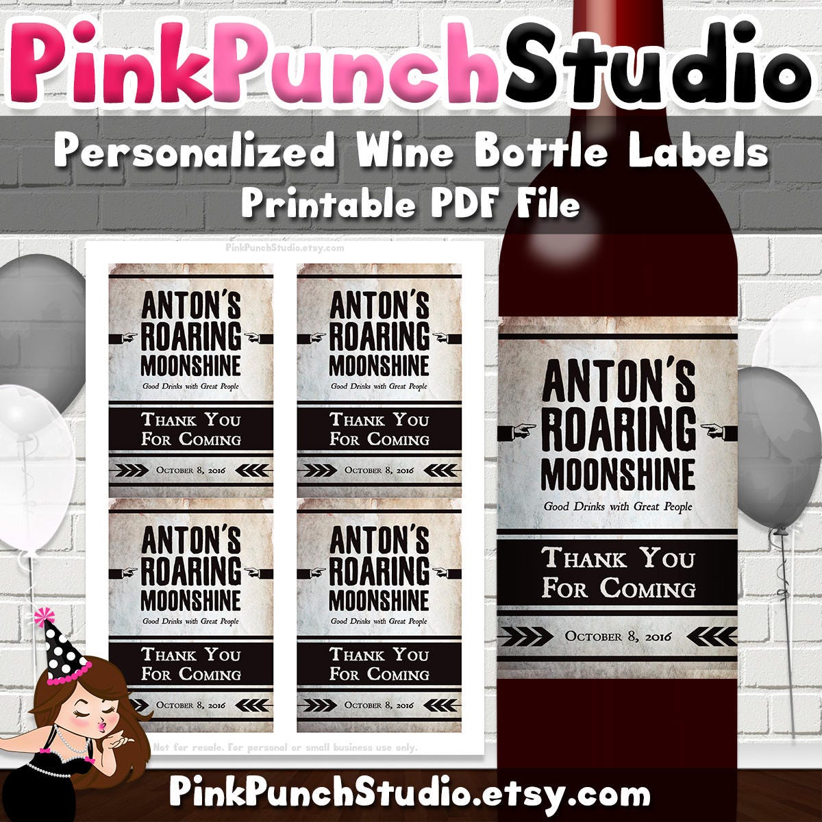 Personalized DIY Printable Prohibition Vintage Style Wine | Etsy