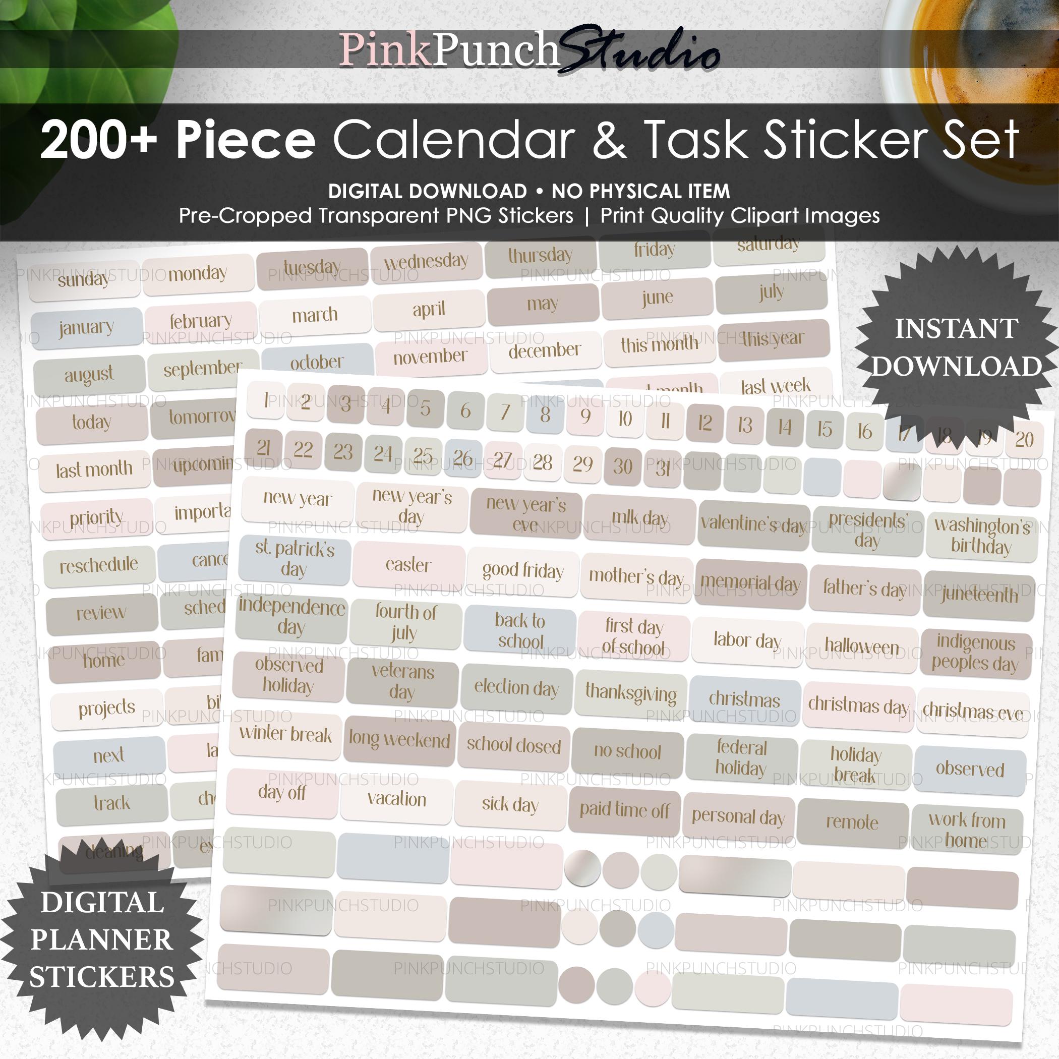 Google Task Stickers 200+ Calendar & Task Stickers for Digital Planners | Neutral PNG ...