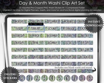 Saftig Washi-klistermärken: Digital Planner Junk Journal Kit (PNG, GoodNotes-filer)