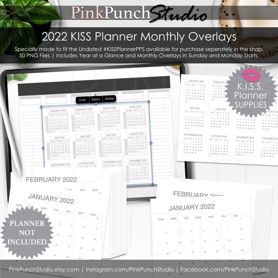 Pps Calendar 2022 2022 Monthly Overlays Fits The Horizontal Kiss Planner Pps | Etsy