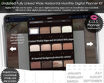 Planejador Digital Horizontal Amplo Mocha Loca: Calendário Mensal com Hiperlink (PDF)