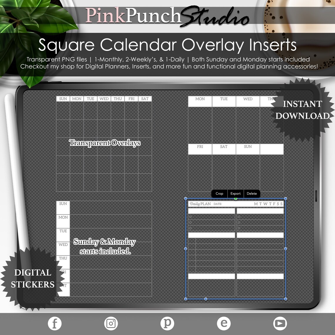 White Square Overlay Inserts PNG Files Build Your Own Digital Planner ...