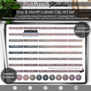 Calendar Stickers | Week Clip Art Set | Day Month Week Stickers | GoodNotes Stickers | Word Labels | Digital Stickers | Falling for You