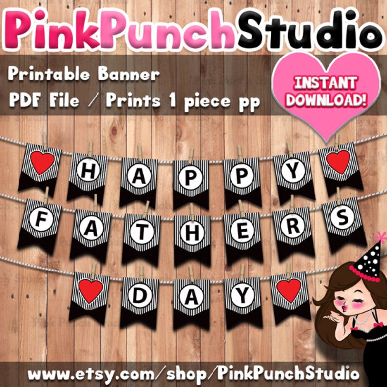 diy printable happy fathers day banner pdf file instant etsy
