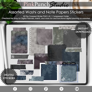 Fita adesiva washi e adesivos de papel para anotações Dark Winter: Scrapbooking digital (arquivo GoodNotes incluído)