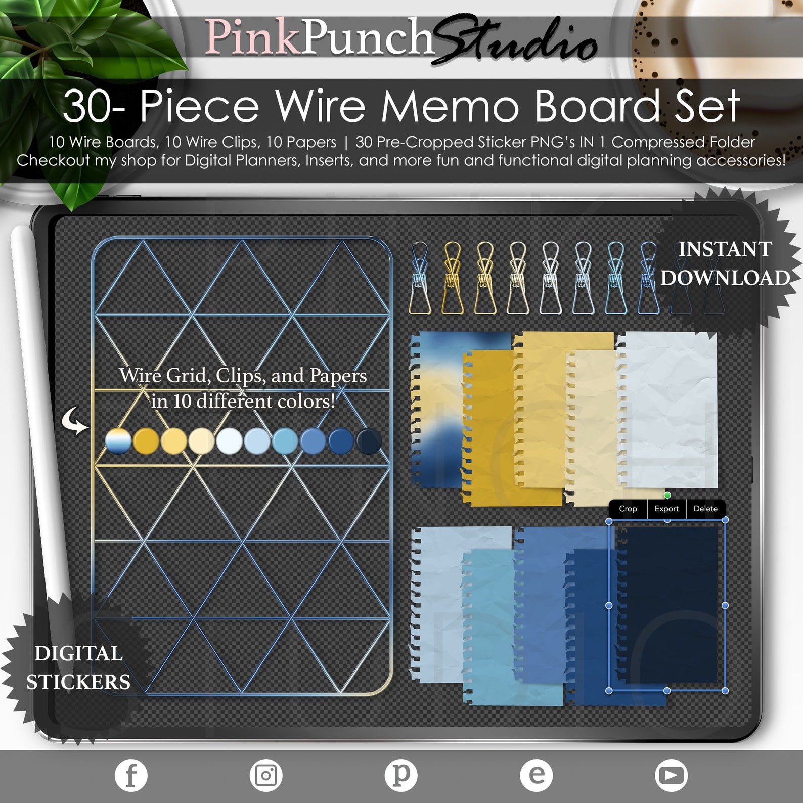Starry Nights Wire Grid Memo Board Mockup PNG Stickers Digital Etsy
