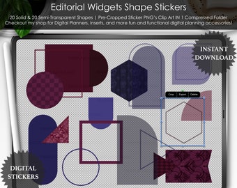 Yes Queen Red Blue Purple Editorial Widget Geometric Shape PNG Stickers ClipArt for Digital Planner Journals and Scrapbooking Goodnotes File