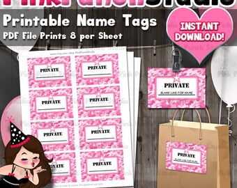DIY Printable Pink Army Camo Military Name Tags ID Badges - Etsy