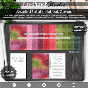 Wassermelone Wunsch Rot Rosa Grün Spirale Spirale Notebook Cover Sammlung PNG Aufkleber Bauen Sie Ihre eigenen DIY Journal Planer Schreibtisch Scene Creator