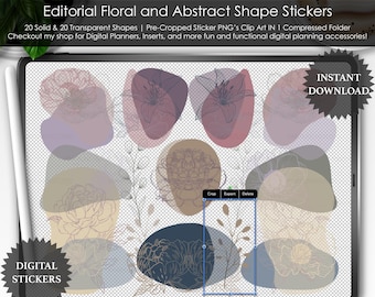 Adesivos Digitais Florais "Apaixonando-se por Você": Clipart PNG Pré-cortado, GoodNotes (Download Digital)
