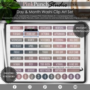 Falling for You Digital Planner Stickers: Day, Month, Date - Pre-Cropped PNG (GoodNotes)