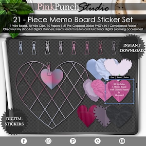 Girl Squad Saint-Valentin coeur grille mémo tableau maquette PNG Stickers Agenda numérique Scrapbooking ClipArt humeur Vision créateur de scène GoodNotes