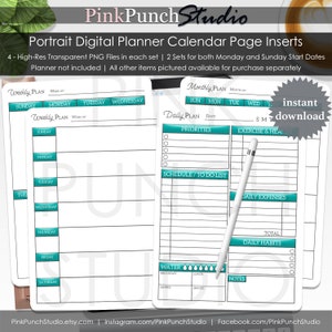 Portrait Calendar Page Inserts Transparent PNG Files Build Your Own ...