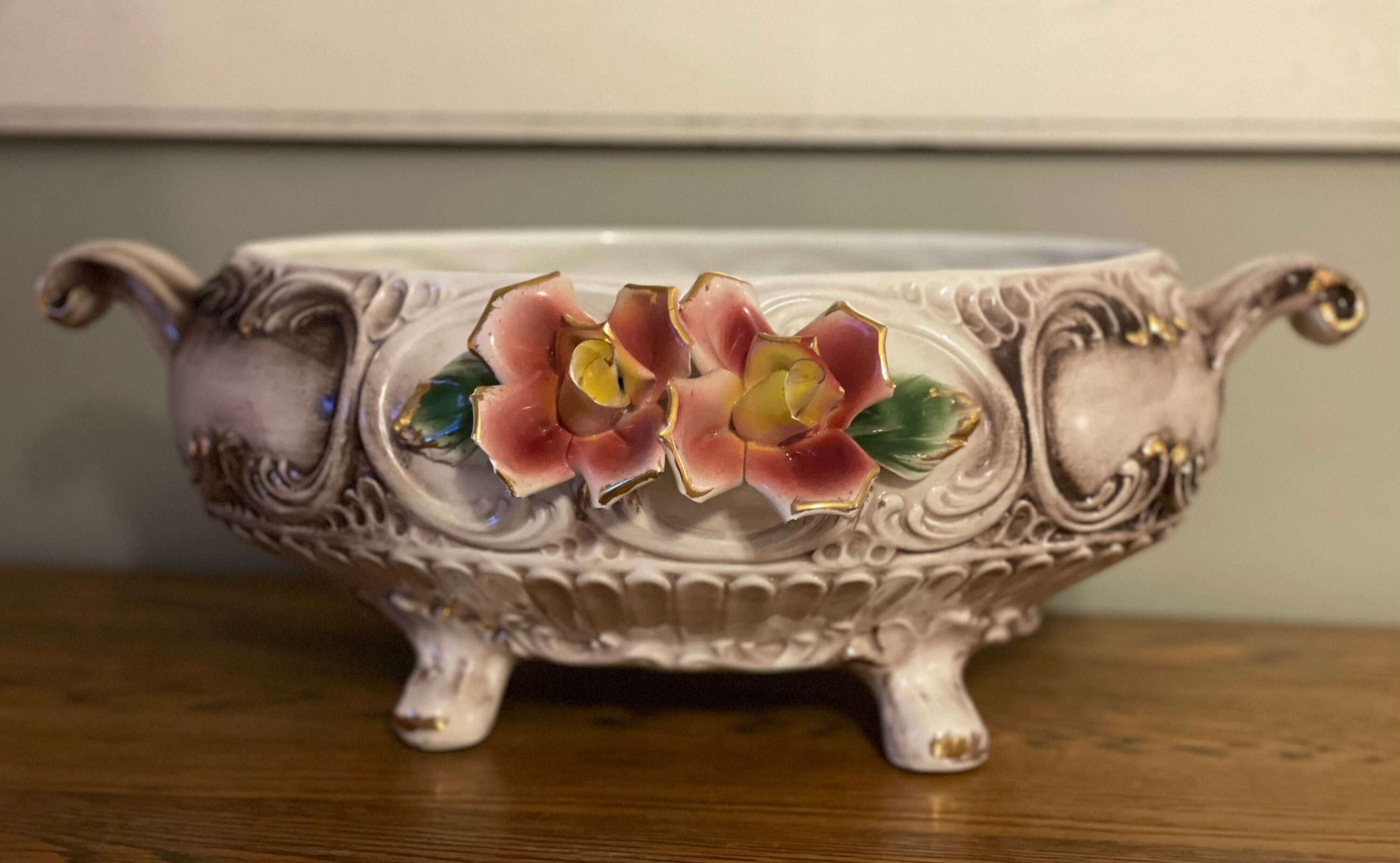 Capodimonte Oval Floral Centerpiece Bowl Dish Made in Italy Etsy