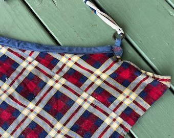 Darling Vintage Red and Blue Plaid Flannel Pony Horse Cooler Blanket Nice! 62”