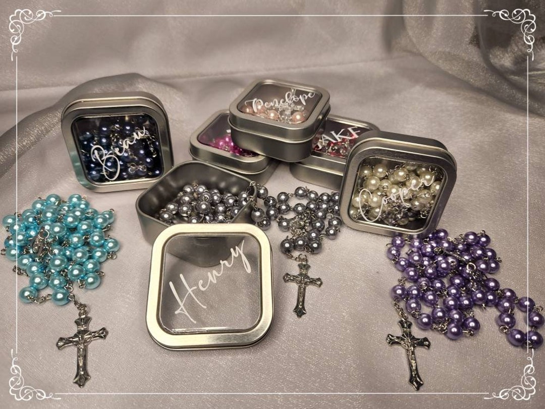 Rosary Beads 8mm Religious With Personalised Metal Box Etsy Australia