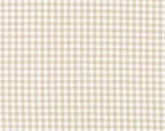 Sand and Cream Plaid Cotton Fabric- Robert Kaufman Carolina Gingham 1/8''- Plaid by the Yard- Tan and Off White Gingham Quilting Fabric