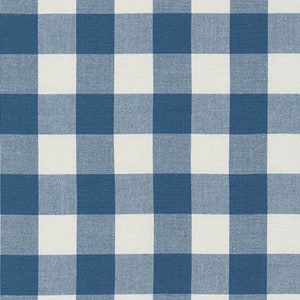 Denim Blue and White Buffalo Plaid Cotton Fabric by the Yard, Robert Kaufman Carolina Gingham 1''