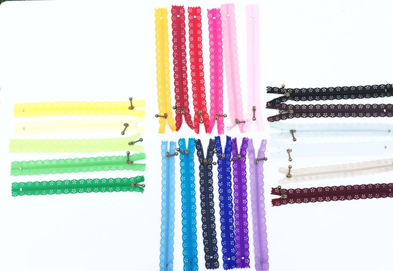 Lace Zippers, Decorative Zipper, 8 inches 20 centimeters, Many Colors Available image 3