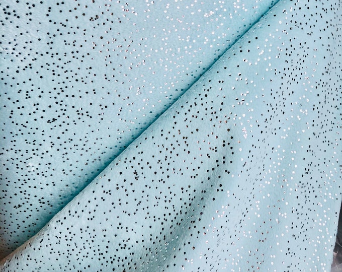 Glitter Solid Minky Fabric by the Yard, Saltwater Blue and Silver