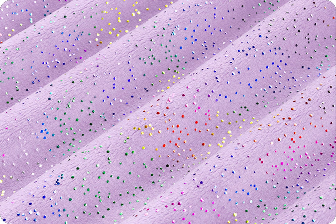 Purple Glitter Solid Minky Fabric by the Half Yard, Rainbow Glitter