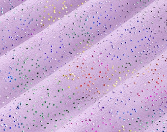 Purple Glitter Solid Minky Fabric by the Half Yard, Rainbow Glitter Cuddle Minky Faux Fur Fabric