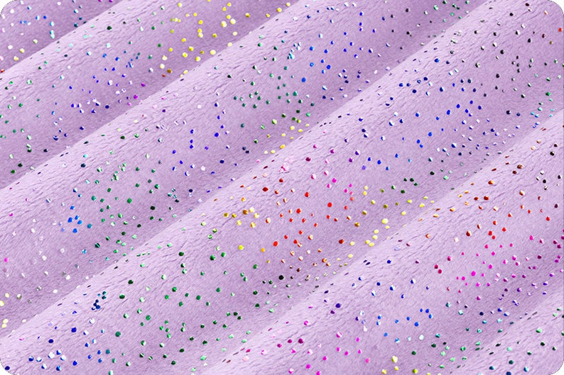 Purple Glitter Solid Minky Fabric by the Half Yard, Rainbow Glitter Cuddle Minky Faux Fur Fabric image 1