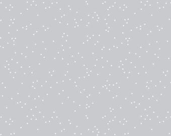 Small Gray Floral Cotton Fabric by the Yard by Riley Blake Designs and Christopher Thompson, Silver and White Blossoms