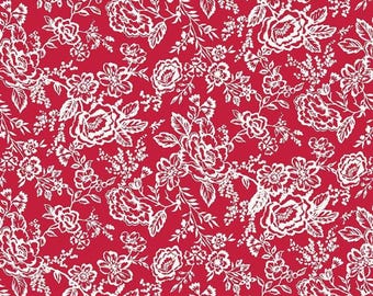 Floral Quilt Fabric | Flower Red Delicious Apple Tart White | Riley Blake Cotton Fabric | Apple Print by the Yard | Quilting & Decor