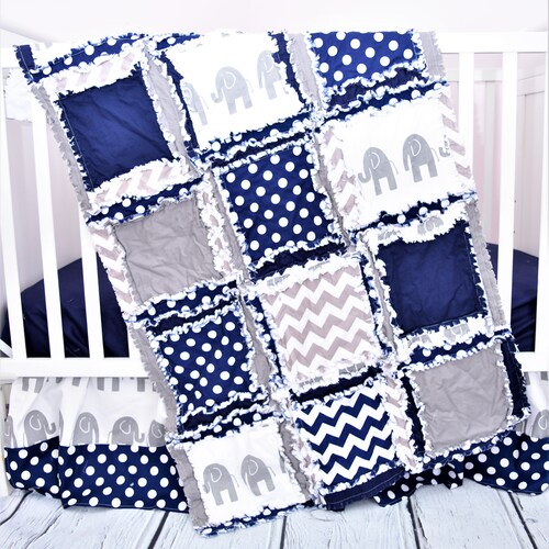 Baby Boy Rag Quilt Kit Elephant Baby Quilt Kit for Beginners Etsy