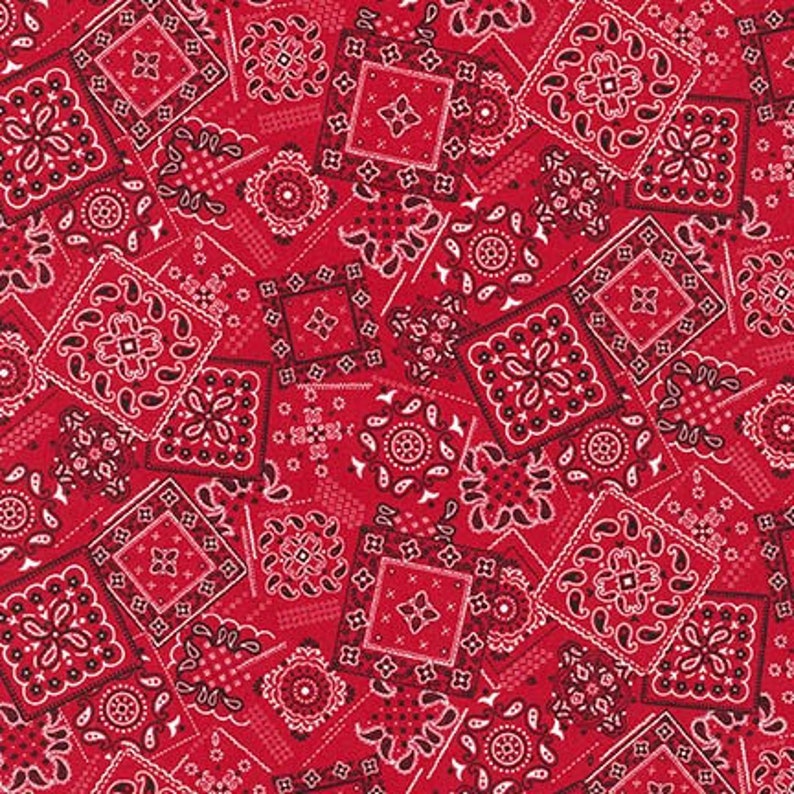 Red Bandana Paisley Cotton Fabric by the Yard Quilting Cotton Etsy
