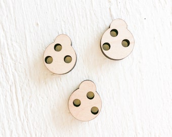Ladybug Wooden Buttons, Lady Bug Craft Button, Paintable Sewing Notions, Set of 3