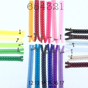 Lace Zippers, Decorative Zipper, 8 inches 20 centimeters, Many Colors Available image 4