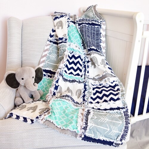 Elephant Rag Quilt Kit Baby Quilt Kit Baby Shower Gift Etsy